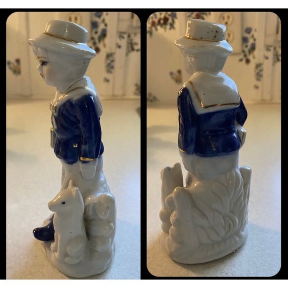 Holland Delft Blue style, a boy walking with his dog and carrying a package or b - Picture 4 of 5